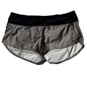 Lululemon Speed Up Lined Short 2.5 Heathered Grey Black Womens 8 Running Gym